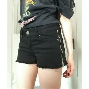 Black Denim Cut-Off Shorts